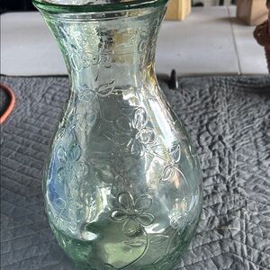 Floral Green Glass Vase